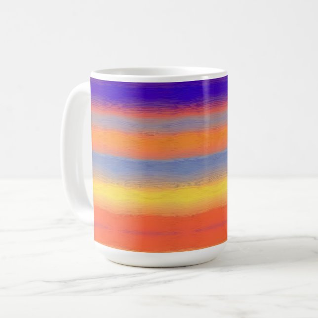 Café Caneca Clássica com Degradê de Pincelada de Arco-Í (Frente Esquerda)