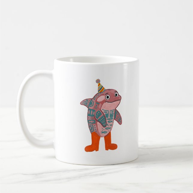 Café Caneca Clássica com Orca de Chapéu de Festa (Esquerda)