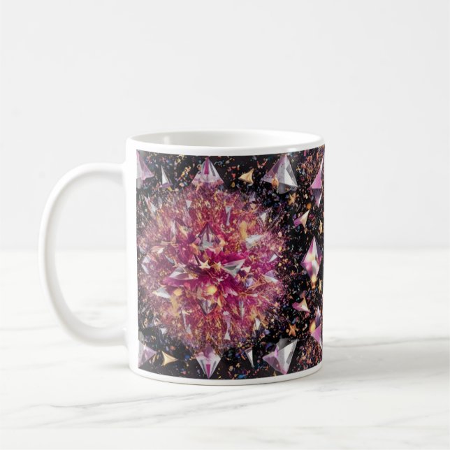 Café Caneca Clássica com Padrão de Explosão de Cristal  (Esquerda)