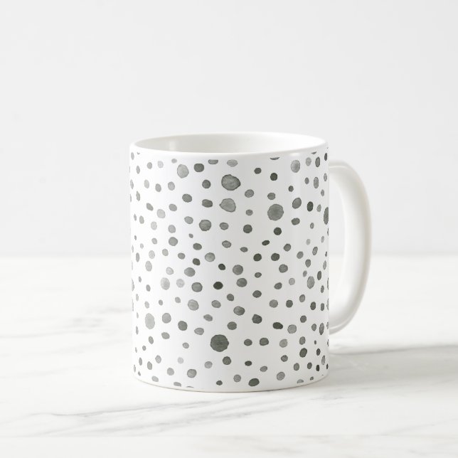 Café Caneca Clássica com Pontos de Aquarela de Confetes (Frente Esquerda)