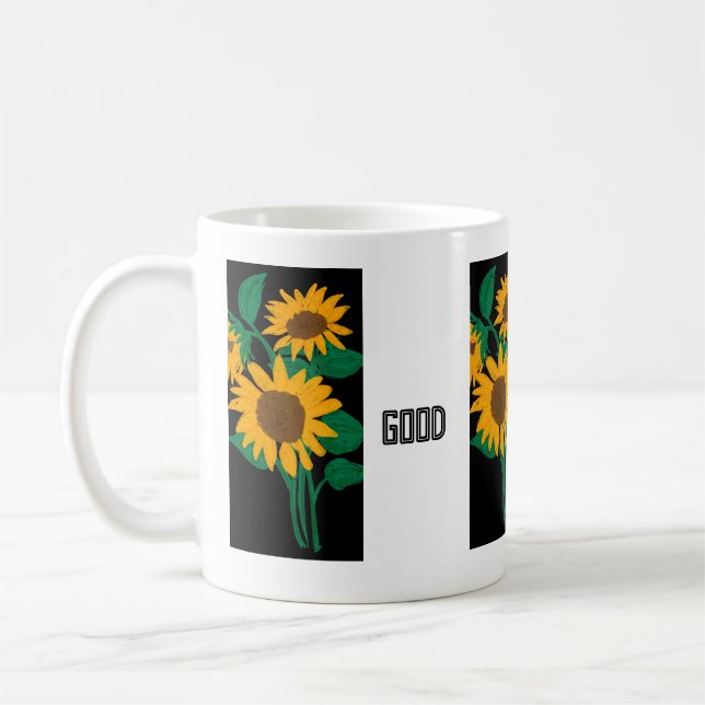 Café Caneca Clássica com Texto Bom Dia e Imagem de Flor (Esquerda)