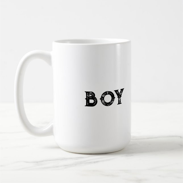 Café Caneca Clássica com Texto de Menino e Cor de Texto (Esquerda)