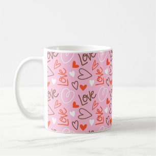 Café Caneca Clássica Corações de Amor Rabiscados