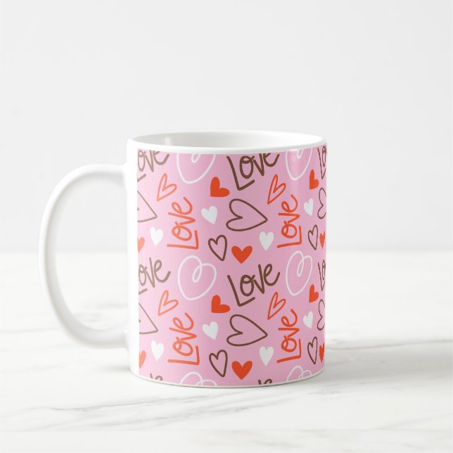 Café Caneca Clássica Corações de Amor Rabiscados (Esquerda)
