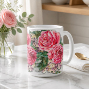 Café Caneca Clássica de 15oz com Rosas Vermelhas Lindas
