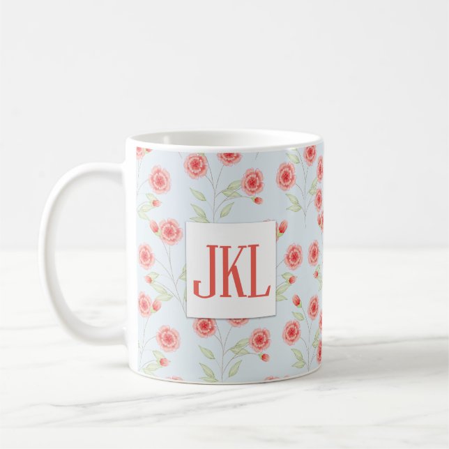 Café Caneca Clássica de 330 ml com Padrão de Flor de Co (Esquerda)