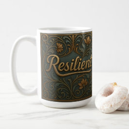 Café Caneca Clássica de Afirmação Resiliente Dourado Ve