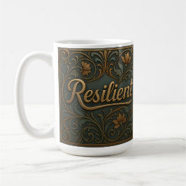 Café Caneca Clássica de Afirmação Resiliente Dourado Ve