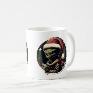 Café Caneca Clássica de Arte de Adesivo de Natal Alien,
