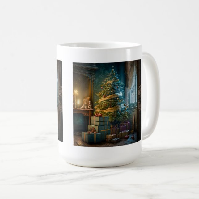 Café Caneca Clássica de Árvore de Natal, 15 oz (Frente Esquerda)