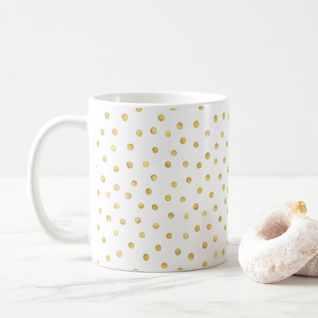 Café Caneca clássica de cor d'água das bolinhas amarela (Com Donut)
