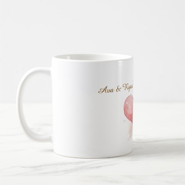 Café Caneca Clássica de Coração Aquarela com Nome de Ca (Esquerda)