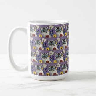 Café Caneca Clássica de Gato e Flores, 444 ml