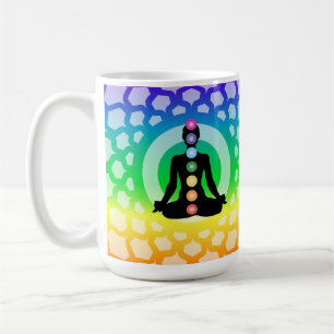 Café Caneca Clássica de Ioga Chakra Arco-Íris - Geometr