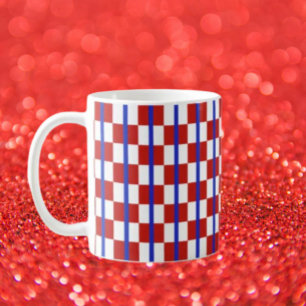 Café Caneca Clássica de Listras em Xadrez Patrióticas