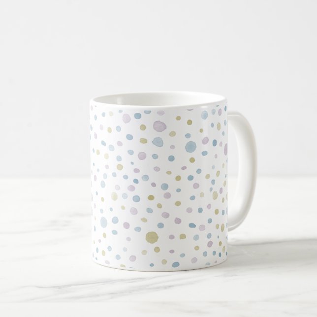 Café Caneca Clássica de Pontos de Aquarela William Conf (Frente Esquerda)