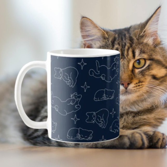 Café Caneca Clássica do Gato Sonolento – Padrão de Gato (Criador carregado)