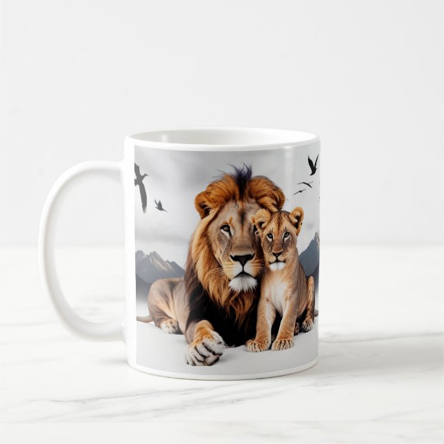 Café Caneca Clássica Fotorrealista Filhote de Leão - Pa (Esquerda)