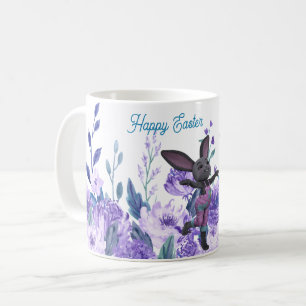 Café Caneca Coelho de Páscoa Floral Lavanda Roxa