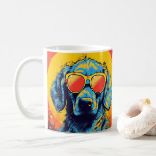 Café Caneca Colorida Cachorro Legal Com Óculos de Sol V