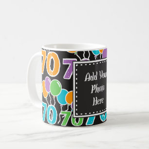 Café Caneca Colorida de Foto de Aniversário de 70 anos