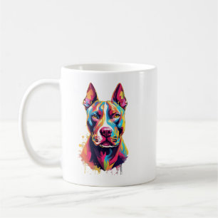 Café Caneca Colorida de Pitbull – Desenho Vibrante de C