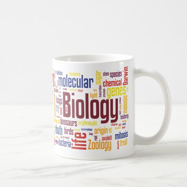 Café Caneca colorida de Wordle da biologia (Direita)