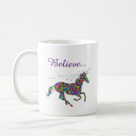 Café Caneca Colorida Magia de Unicórnio Acredite