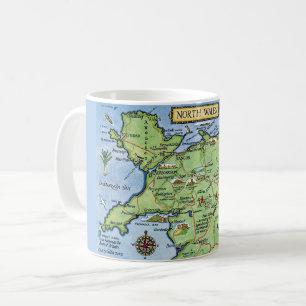 Café Caneca Colorida Vintage do Norte do País de Gales