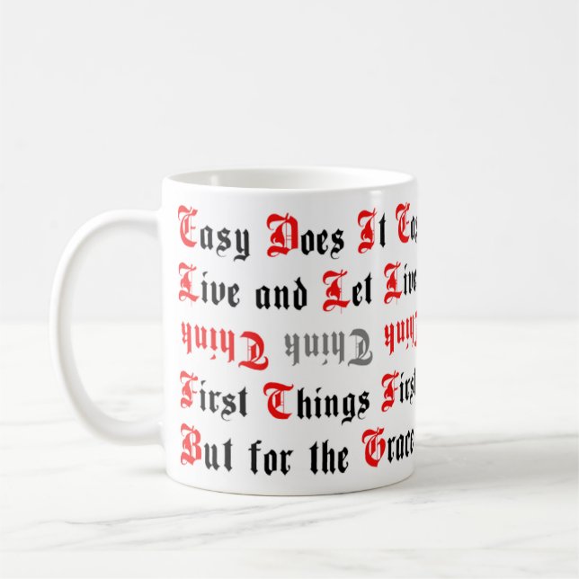 Café Caneca com 5 Slogans Tradicionais de Sobriedade (Esquerda)