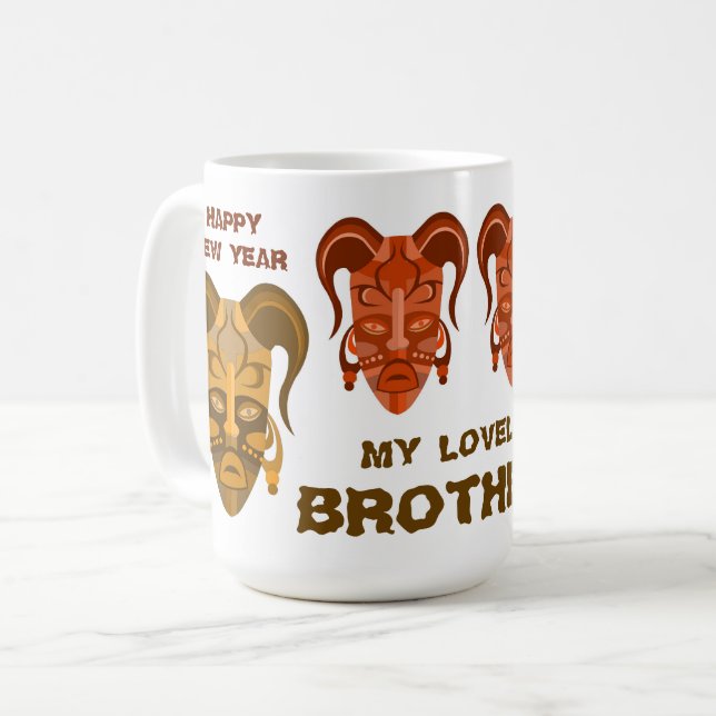 CAFÉ CANECA COM ARTE DE MÁSCARA TARDICIONAL (Frente Esquerda)