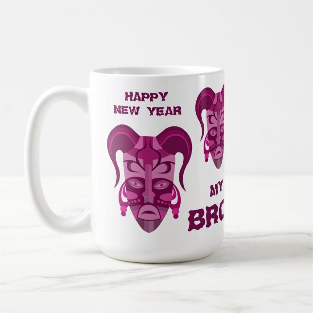 CAFÉ CANECA COM ARTE DE MÁSCARA TARDICIONAL (Esquerda)