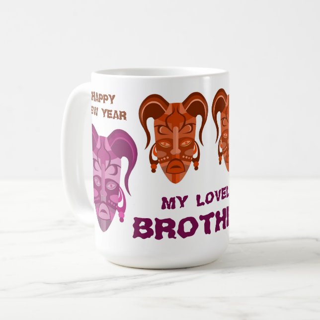 CAFÉ CANECA COM ARTE DE MÁSCARA TARDICIONAL (Frente Esquerda)