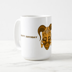 CAFÉ CANECA COM ARTE DE MÁSCARA TRADICIONAL, ANIVERSÁRI