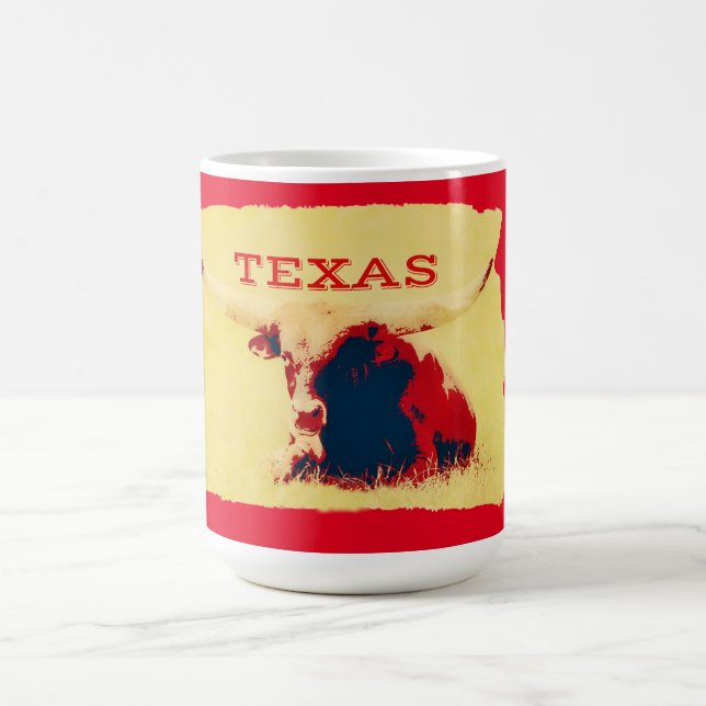 Café Caneca com Arte Retro de Grande Vaqueiro do Texas (Centro)