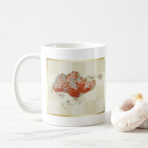 Café Caneca com Bandeira de Singapura + Mapa