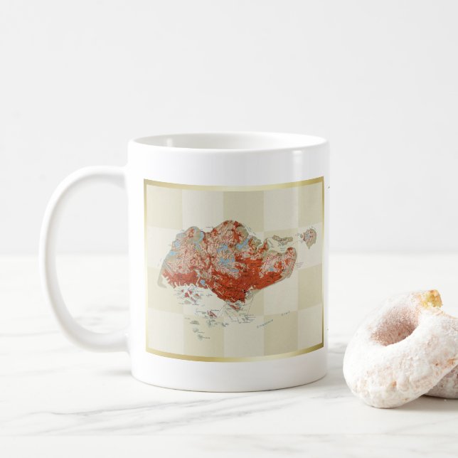Café Caneca com Bandeira de Singapura + Mapa (Com Donut)