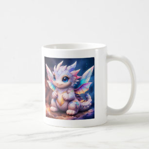 Café Caneca com Bebê Dragão Asa de Fada Branca
