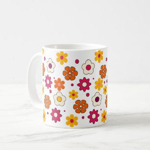 Café Caneca com belo padrão de flores