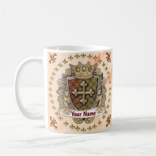 Café Caneca com Brasão de Família Sobrenome personaliza