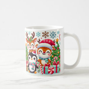 Café caneca com caracteres de Natal bonitos