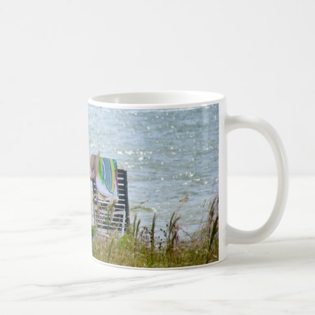Café Caneca com cena da praia da ilha de Sanibel (Direita)