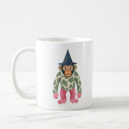 Café Caneca com Chimpanzé Fofo de Chapéu de Feiticeiro