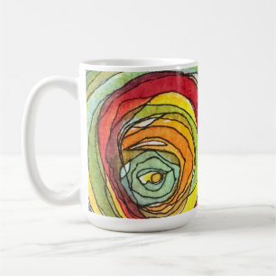 Café Caneca com Círculos de Arte em Linha com Aquarela