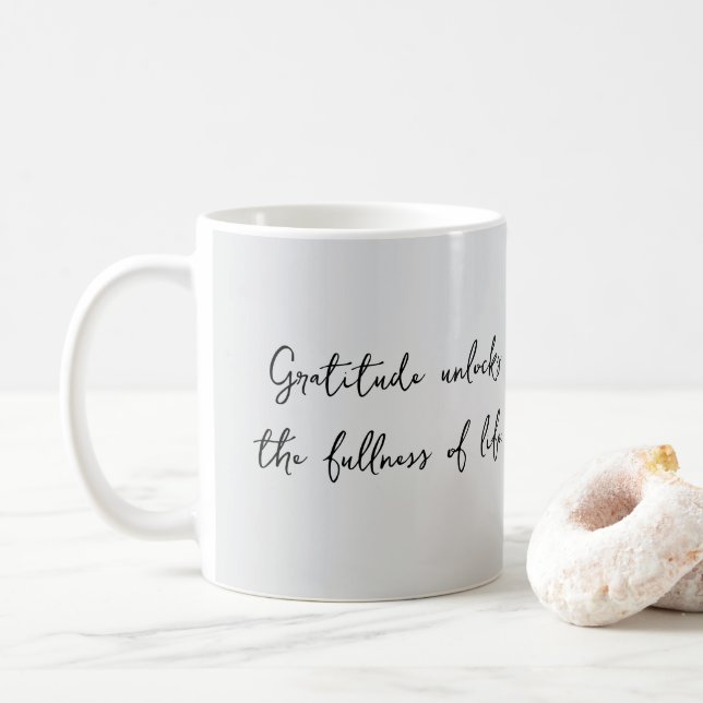 Café Caneca com Citação Inspiradora de Gratidão (Com Donut)