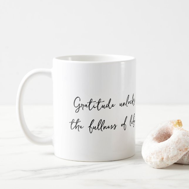 Café Caneca com Citação Inspiradora de Gratidão (Com Donut)
