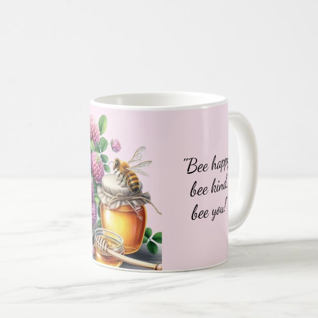 Café Caneca com Citação Inspiradora Flor de Trevo Mel B (Frente Esquerda)