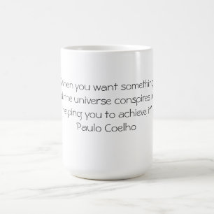 Café Caneca com citações de Paulo Coelho