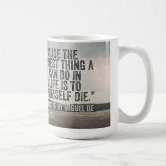 Café Caneca com citações do livro de Don Quixote por