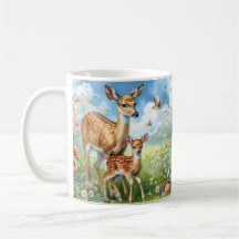 Caneca com Corça de Veado-marinho em Flores Silves